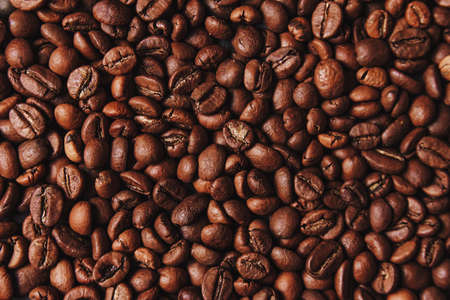 Close-up Coffee beans for background in blurの写真素材