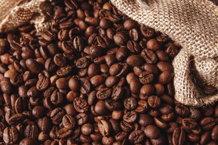 coffee beans on the background of tissue
