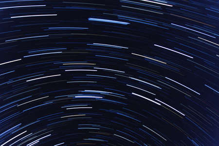 The real photo of star trails in the night sky