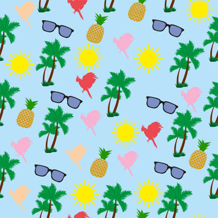 Summer seamless pattern with cute objects.