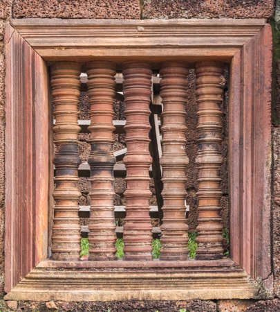 Typical window balusters found at Banteay Srei Temple, Angkoe area, Cambodia