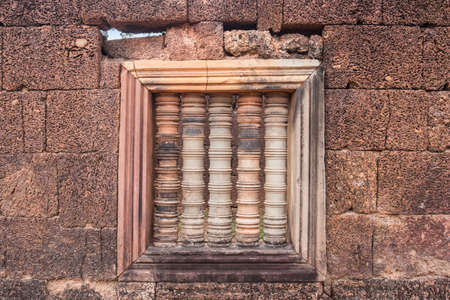 Typical window balusters found at Banteay Srei Temple, Angkoe area, Cambodiaの写真素材