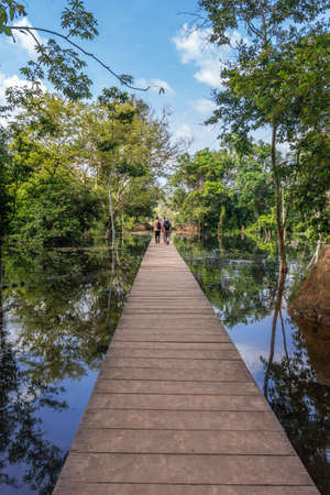 The path towards to Neak Pean temple on artificial island. Siem Reap, Cambodiaの写真素材