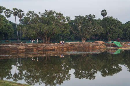 Siem Riep Moat near Angkor Wat, Cambodiaの写真素材