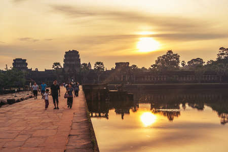 Road to Angkor Wat temple.の写真素材