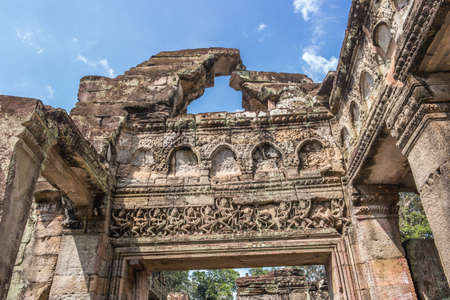 Bas-relief in Preh Khan temple, Siem Reap, Cambodiaの写真素材