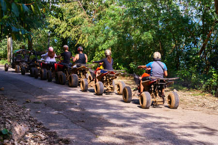 Group of ATV on the roadの写真素材