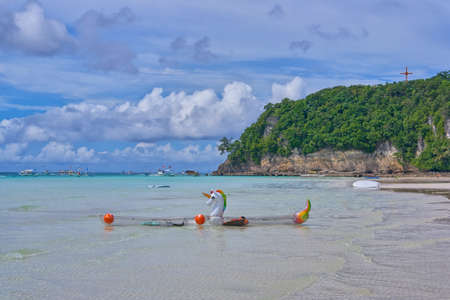 White beach view on Boracay, Philippinesの写真素材