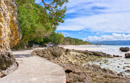 White beach view on Boracay, Philippinesの写真素材