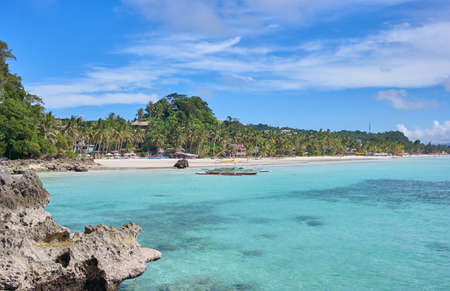 White beach view on Boracay, Philippinesの写真素材