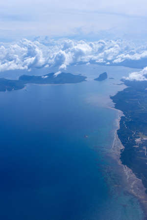 Beautiful aerial view of the islands from the plane