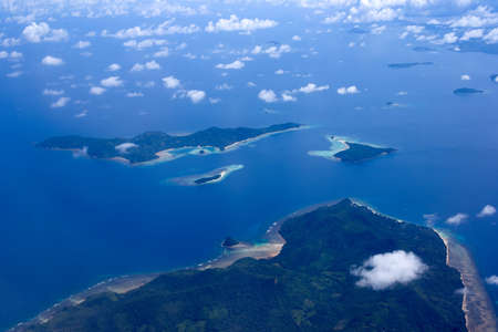Beautiful aerial view of the islands from the plane