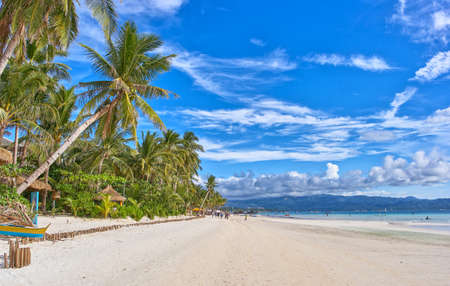 White beach view on Boracay, Philippinesの写真素材