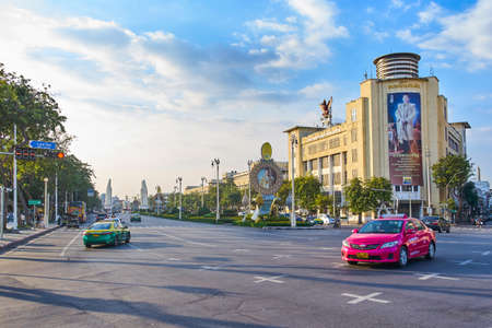 BANGKOK, THAILAND - DECEMBER 31, 2017: City centre  road at sunset light