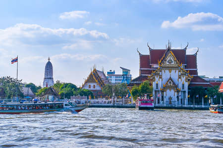 Bangkok city centre view from Chao Phraya River, Thailandの写真素材