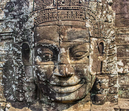 Stone faces at Bayon Temple, Siem Reap, Cambodiaの写真素材
