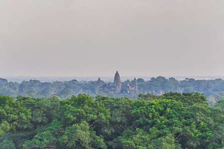 Famous Angkor Wat temple aerial view, Cambodiaの写真素材
