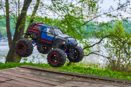 Radio-controlled car movementの写真素材