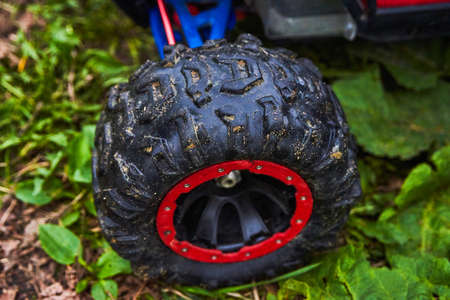 Radio-controlled car tyre closeup