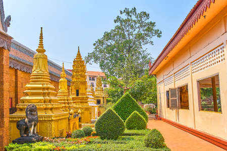 Wat Preah Prom Rath beautiful temple terrotory in Siem Reap, Cambodiaの写真素材