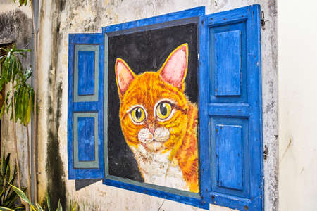 GEORGETOWN, MALAYSIA - FEBRUARY 14, 2018: Street artのeditorial素材
