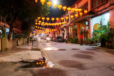 GEORGETOWN, MALAYSIA - FEBRUARY 15, 2018: Chinese New Year celebration lanterns on Penangのeditorial素材