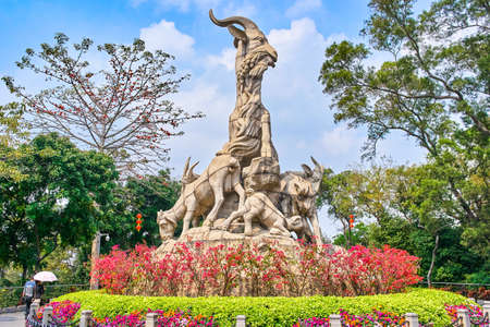 Five Goats Statue in Yuexiu Park Guangzhou, Chinaの写真素材