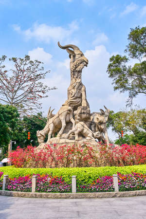 Five Goats Statue in Yuexiu Park Guangzhou, Chinaの写真素材