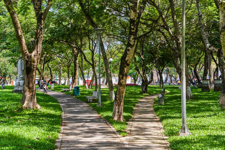 Public park in Hue city centre, Vietnam