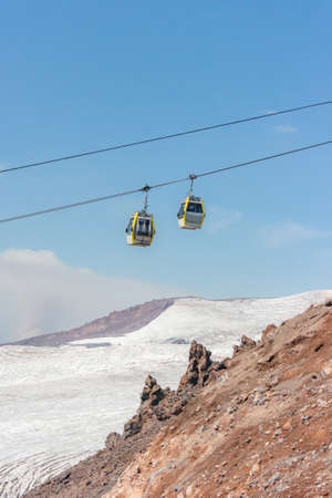 Elbrus mountain cable car to the topの写真素材