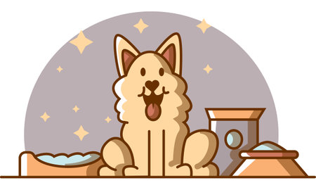 Happy Dog Full of Foodのイラスト素材