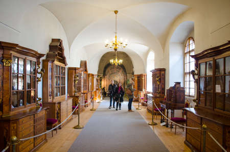PRAGUE, CZECH REPUBLIC, JANUARY 30, 2015: view of the interior of famous library situated inside of...