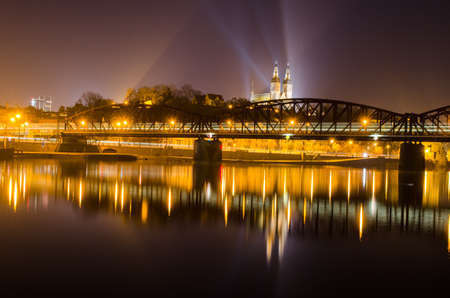 PRAGUE, CZECH REPUBLIC, JANUARY 30, 2015: View of the vysehrad fortress in Prague with railway...