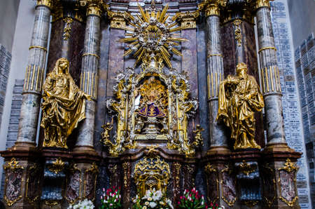 detail of the famous statue of prazske jezulatko - baby jesus statue situated inside of the Carmelite Church of Our Lady Victorious in Prague.のeditorial素材