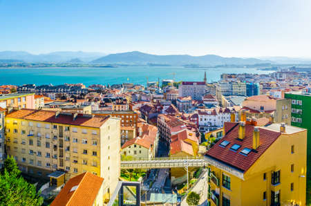 Aerial view of Santander taken from the upper funicular station, Spainの写真素材