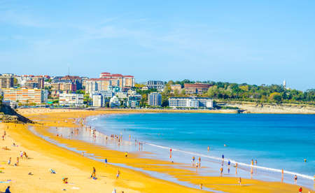 View of a beach in the spanish city Santander