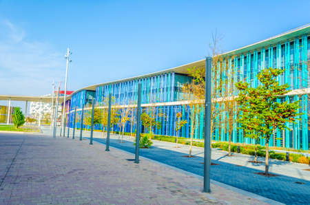 View of alley presenting all participants of the world expo in zaragoza in 2008
のeditorial素材