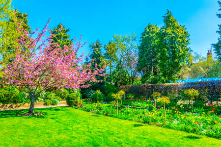 View of the Hall's Croft gardens in Stratford upon Avon, England