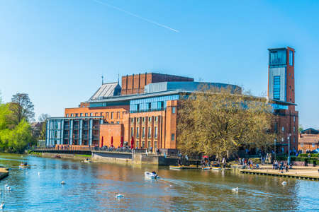 View of the Swan theatre hosting the Royal Shakespeare Company in Stratford upon Avon, Englandのeditorial素材