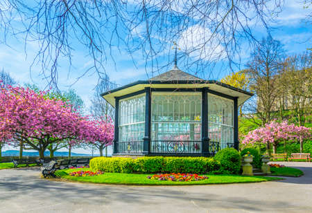 View of a blossoming garden inside of the Nottingham castle, England