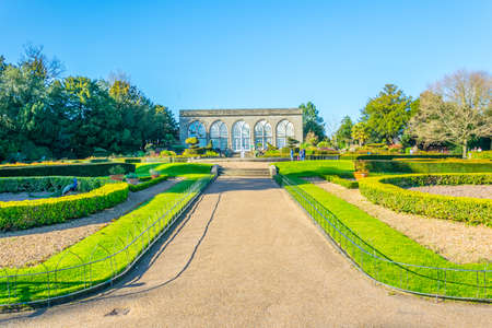 View of a garden inside of the Warwick castle grounds, Englandのeditorial素材