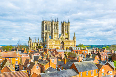 Aerial view of the lincoln cathedral, England
