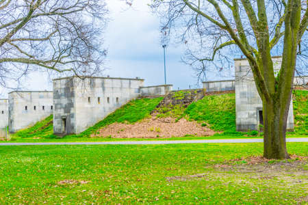 View of ruins of nazi sport stadium within the nsdap rally grounds in Nurnberg, Germany