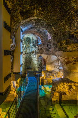 An inner passage inside of the ancient roman theatre in Catania, Sicily, Italyの写真素材