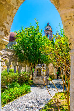 Gardens in the grounds of Church of St. John of the Hermits in Palermo, Sicily, Italyのeditorial素材