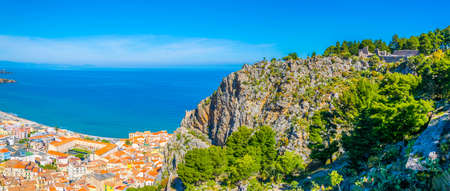 Aerial view of the sicilian town cefalu, Italyの写真素材