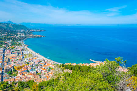 Aerial view of the sicilian town cefalu, Italy
の写真素材