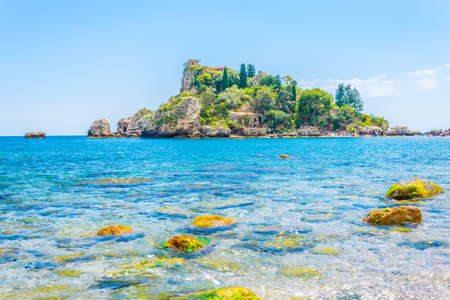 isola bella near Taormina, Sicily, Italyの写真素材