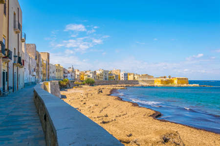 View of seaside of the sicilian city Trapani, Italy