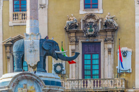 Elephant fountain in Catania, Sicily, Italyのeditorial素材